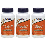 NOW Foods Probiotic-10, emballage, pack de trois bouteilles pratique.