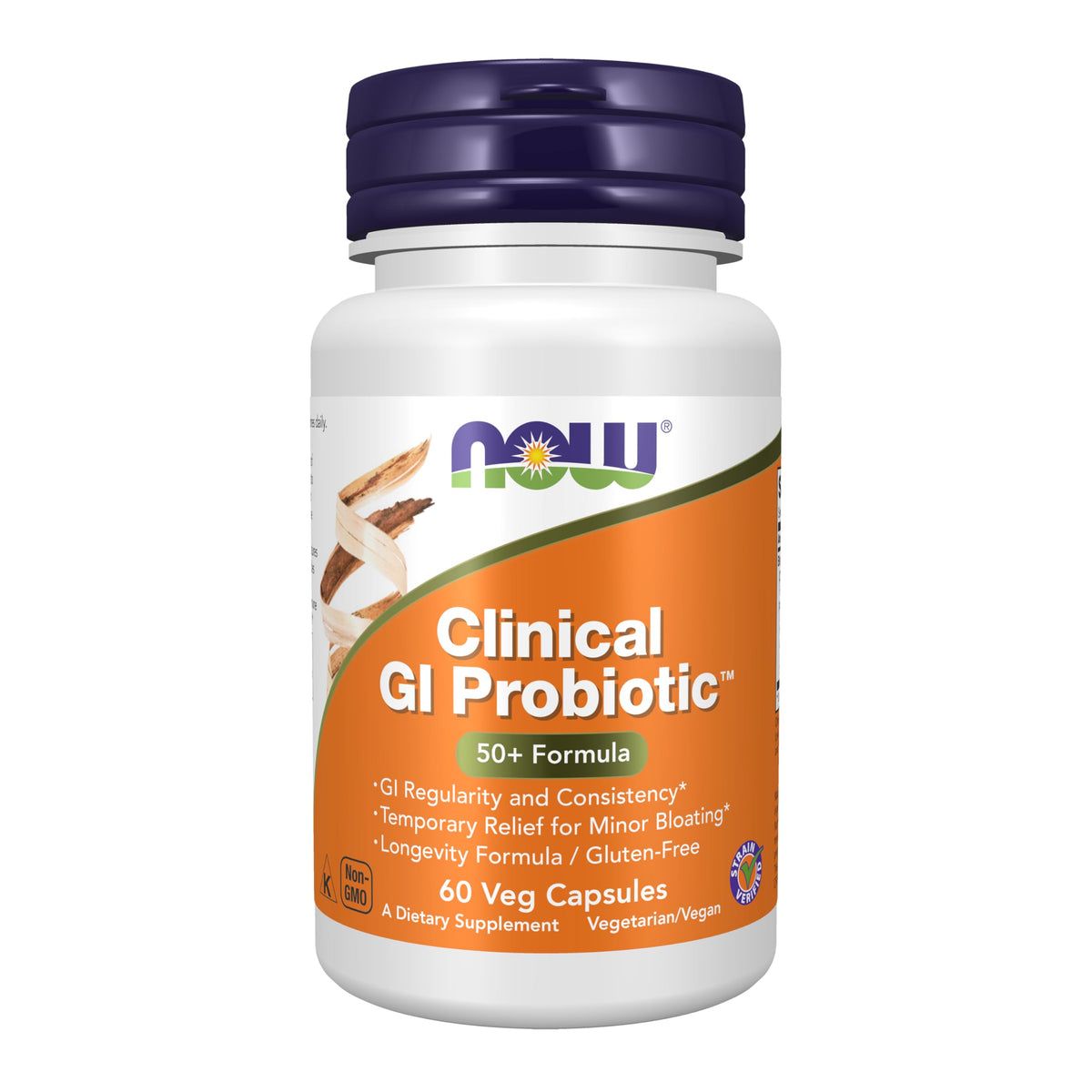 NOW Foods GI Probiotic 50+ – bouteille, soutien potentiel à la régularité digestive.