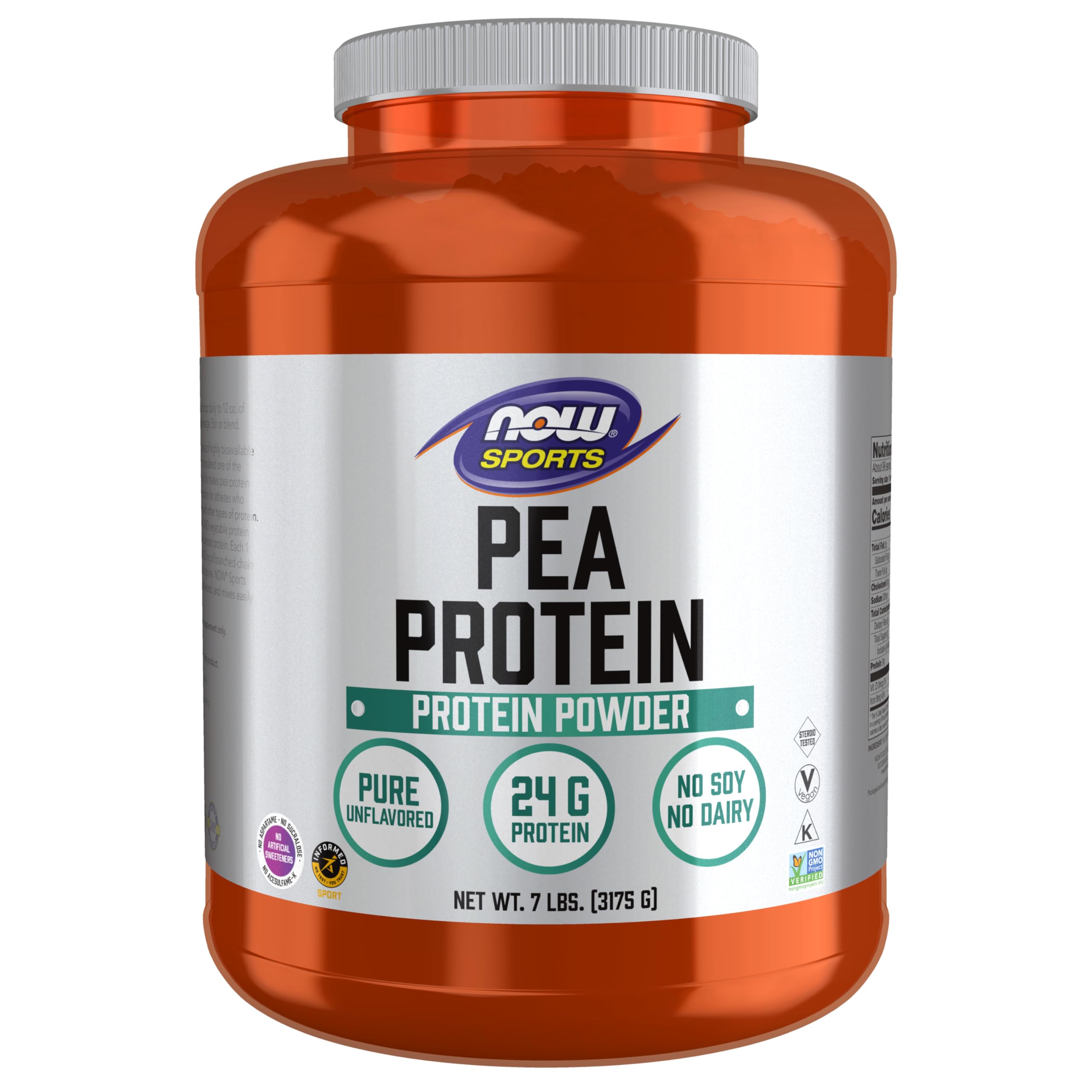 NOW Foods Protéine de pois 24 g – emballage pratique pour stockage et utilisation quotidienne.