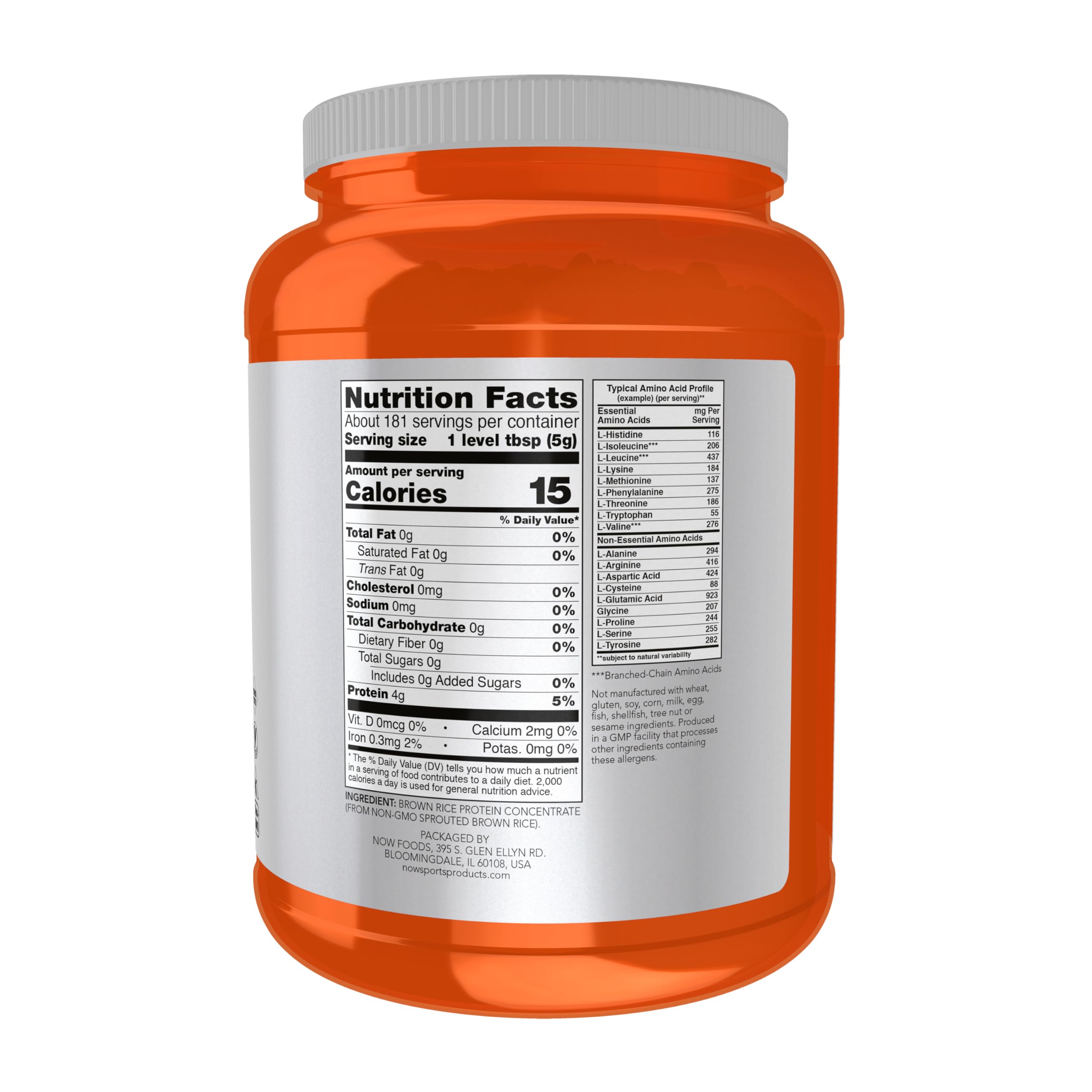 NOW Foods protéine riz brun germé en pot pratique pour stockage