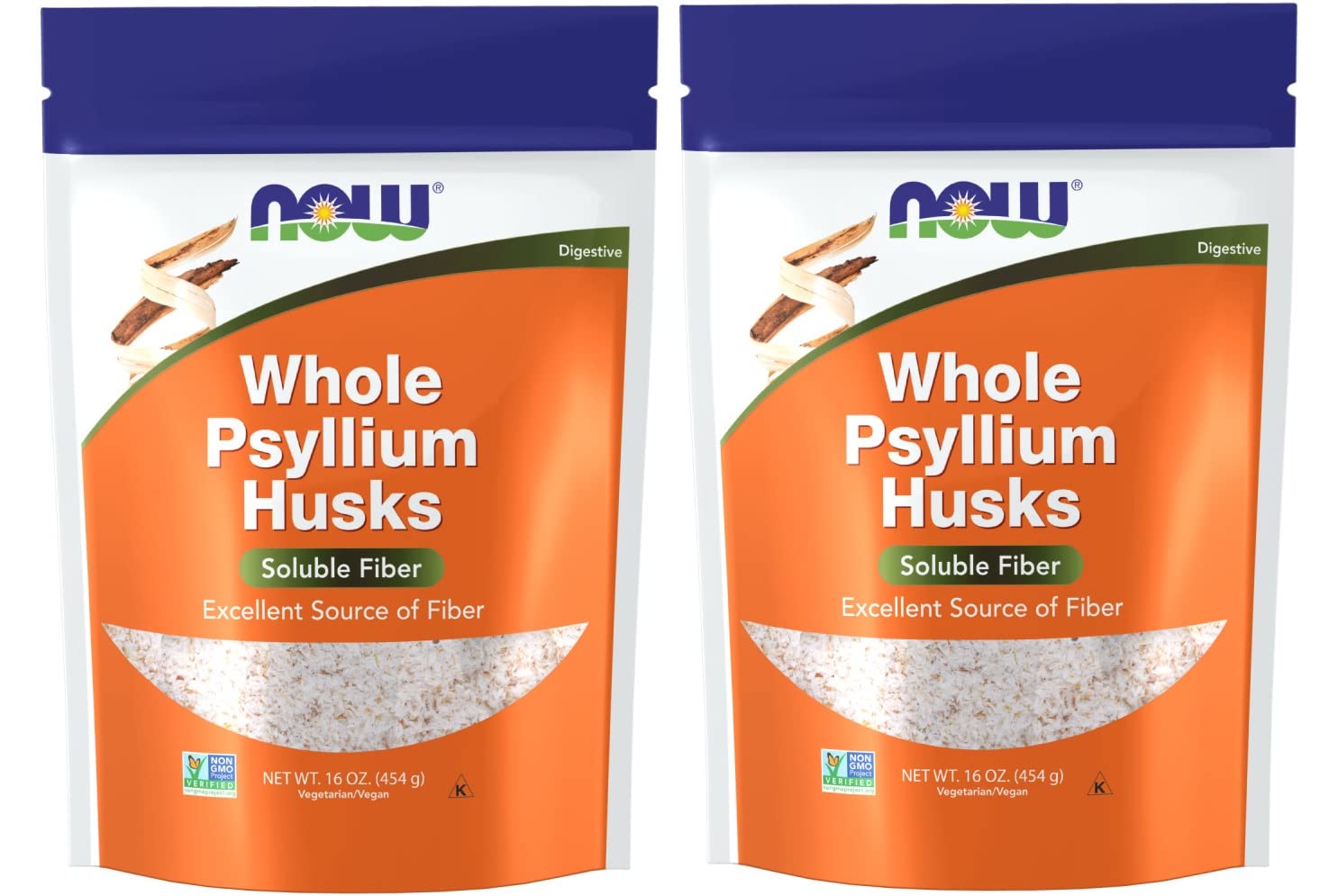 NOW Foods Psyllium cosse entières, emballage visible, pratique pour intégrer des fibres quotidiennes.