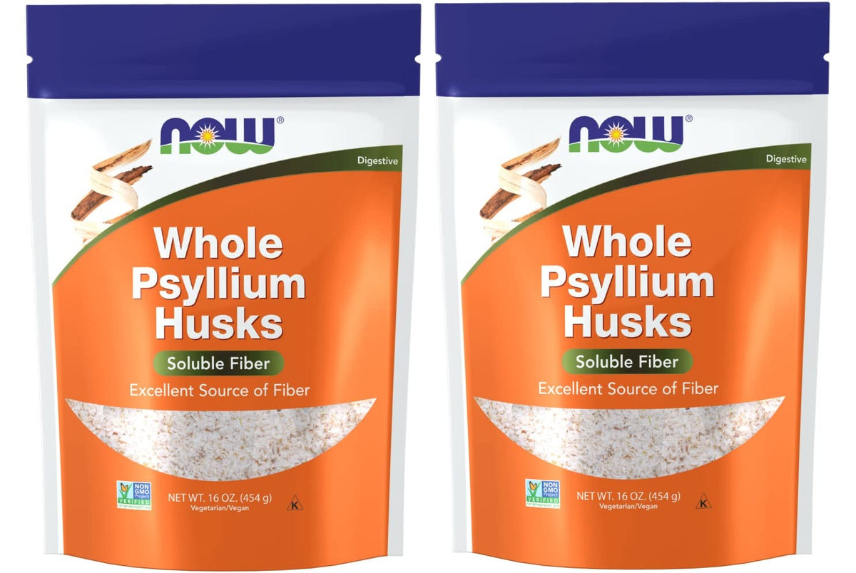 NOW Foods Psyllium cosse entières, emballage visible, pratique pour intégrer des fibres quotidiennes.