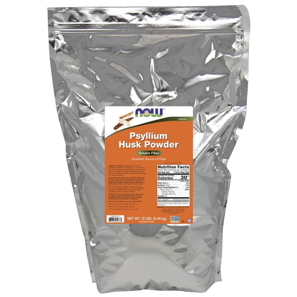 NOW Foods Psyllium Husk Powder en bocal, fibre soluble utile pour l'équilibre intestinal