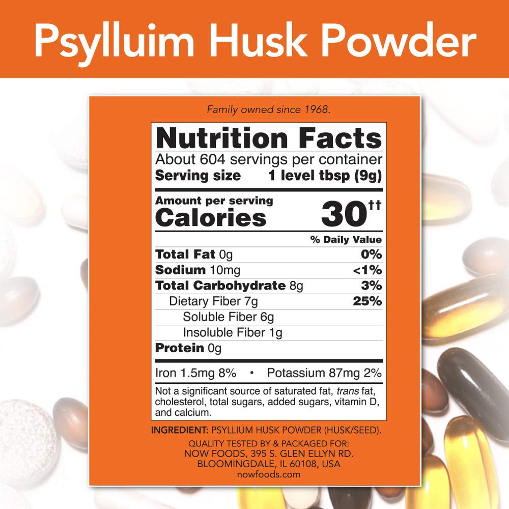 NOW Foods Psyllium Husk Powder avec cuillère-dose, pratique pour l'apport quotidien en fibres
