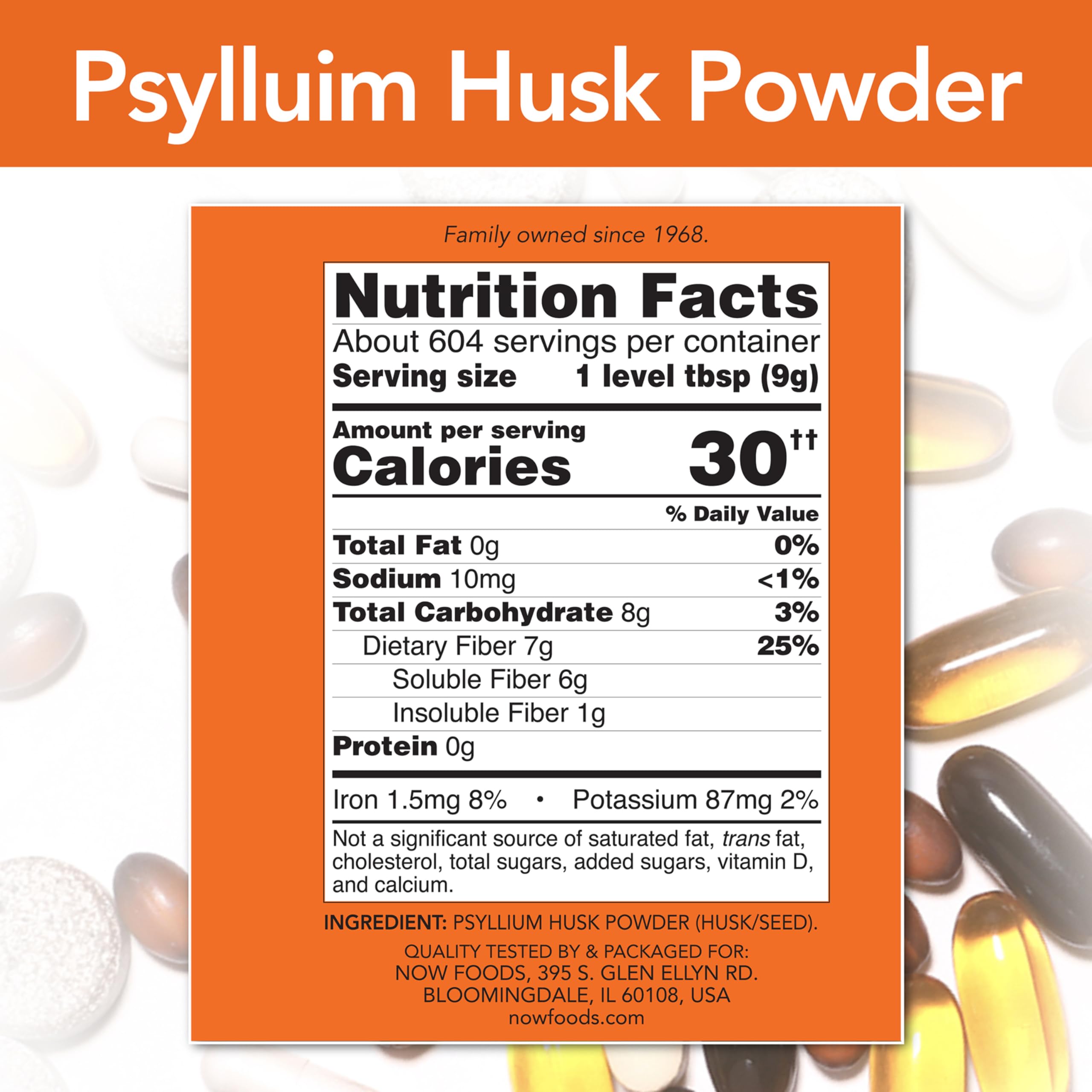 NOW Foods Psyllium Husk Poudre – dose quotidienne recommandée avec une cuillère à mesurer