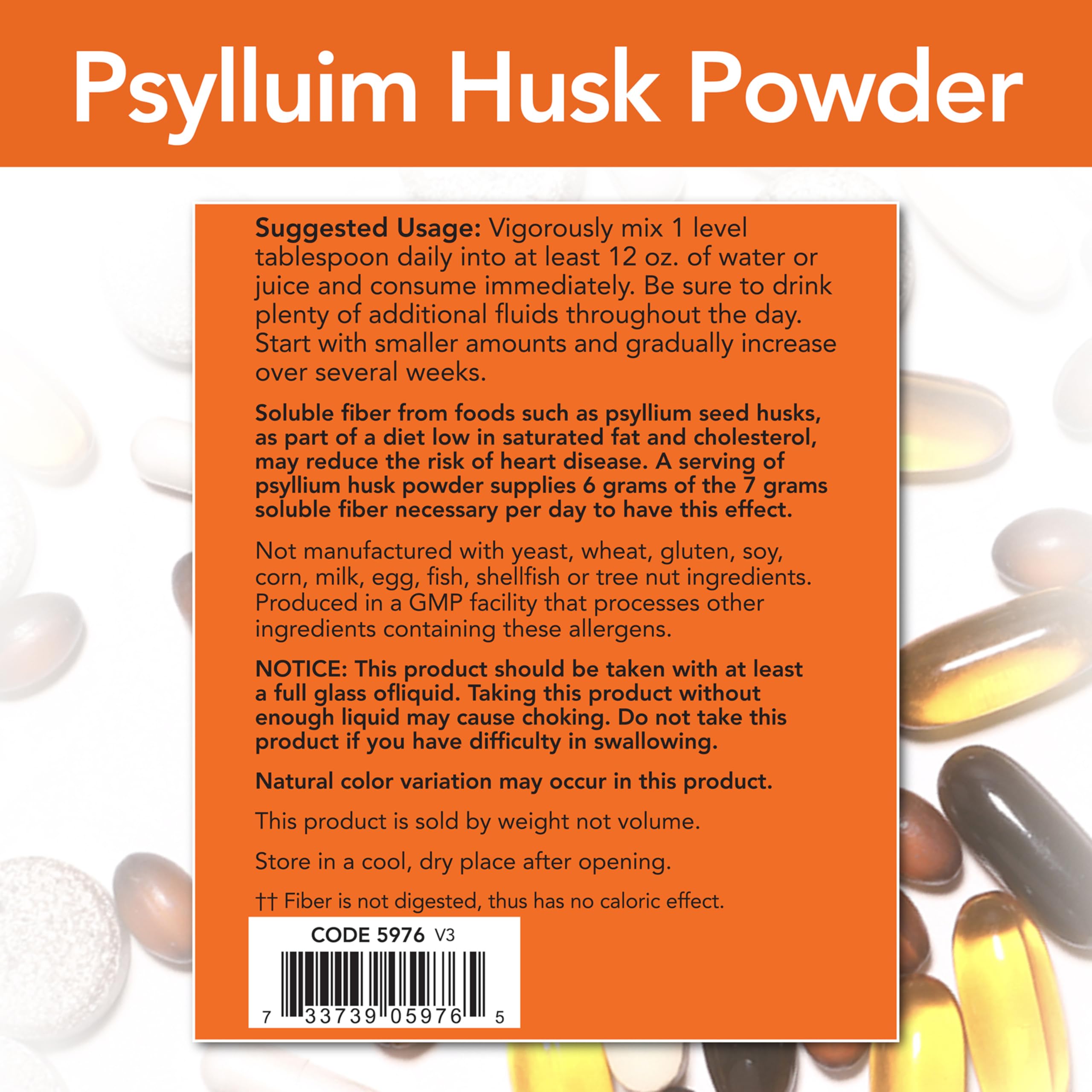 NOW Foods Psyllium Husk Poudre – mélange rapide dans l'eau ou le jus