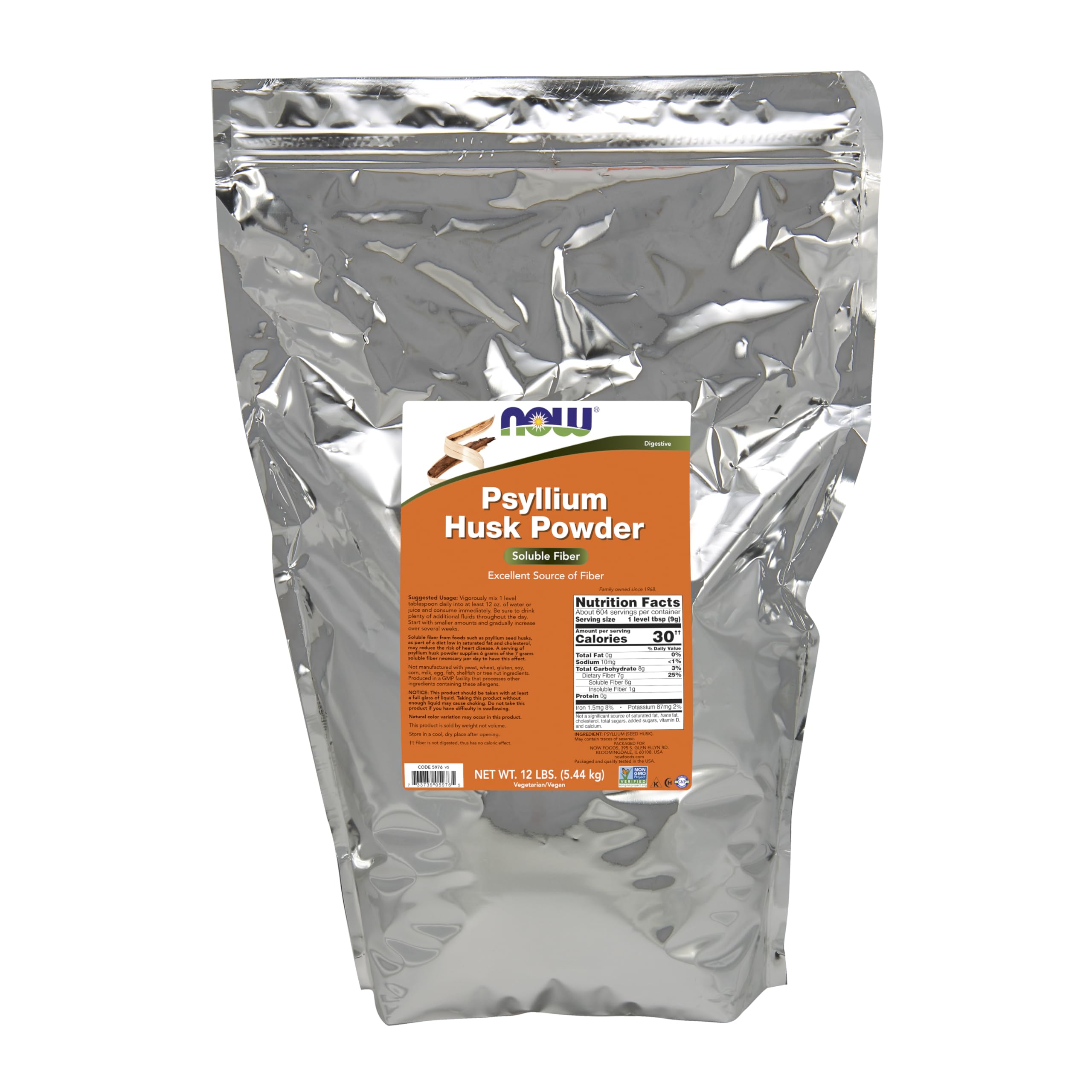NOW Foods Psyllium Husk Poudre – emballage pratique de 12 livres pour enrichir l'alimentation en fibres