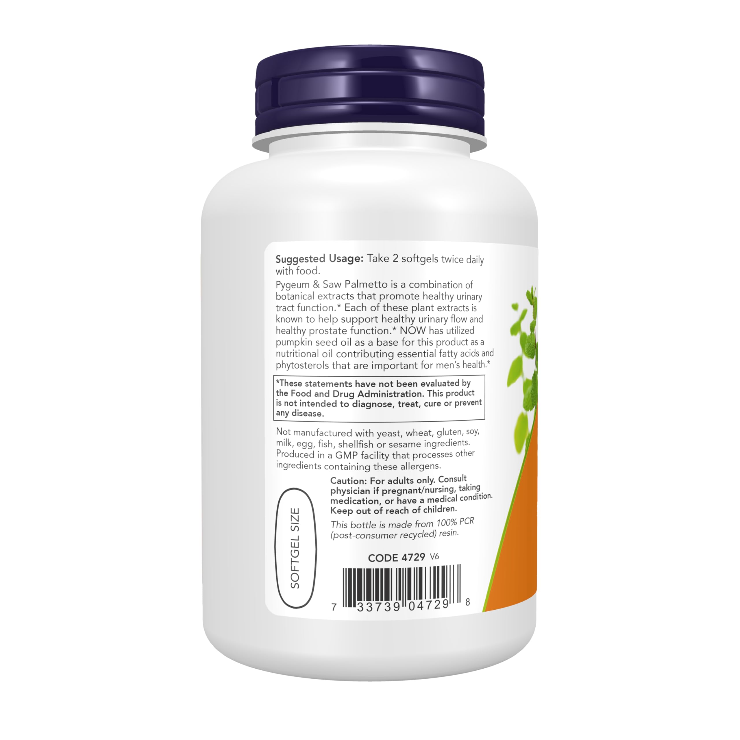 NOW Foods Pygeum Saw Palmetto avec huile de pépins de courge, base nutritive pour la santé masculine.