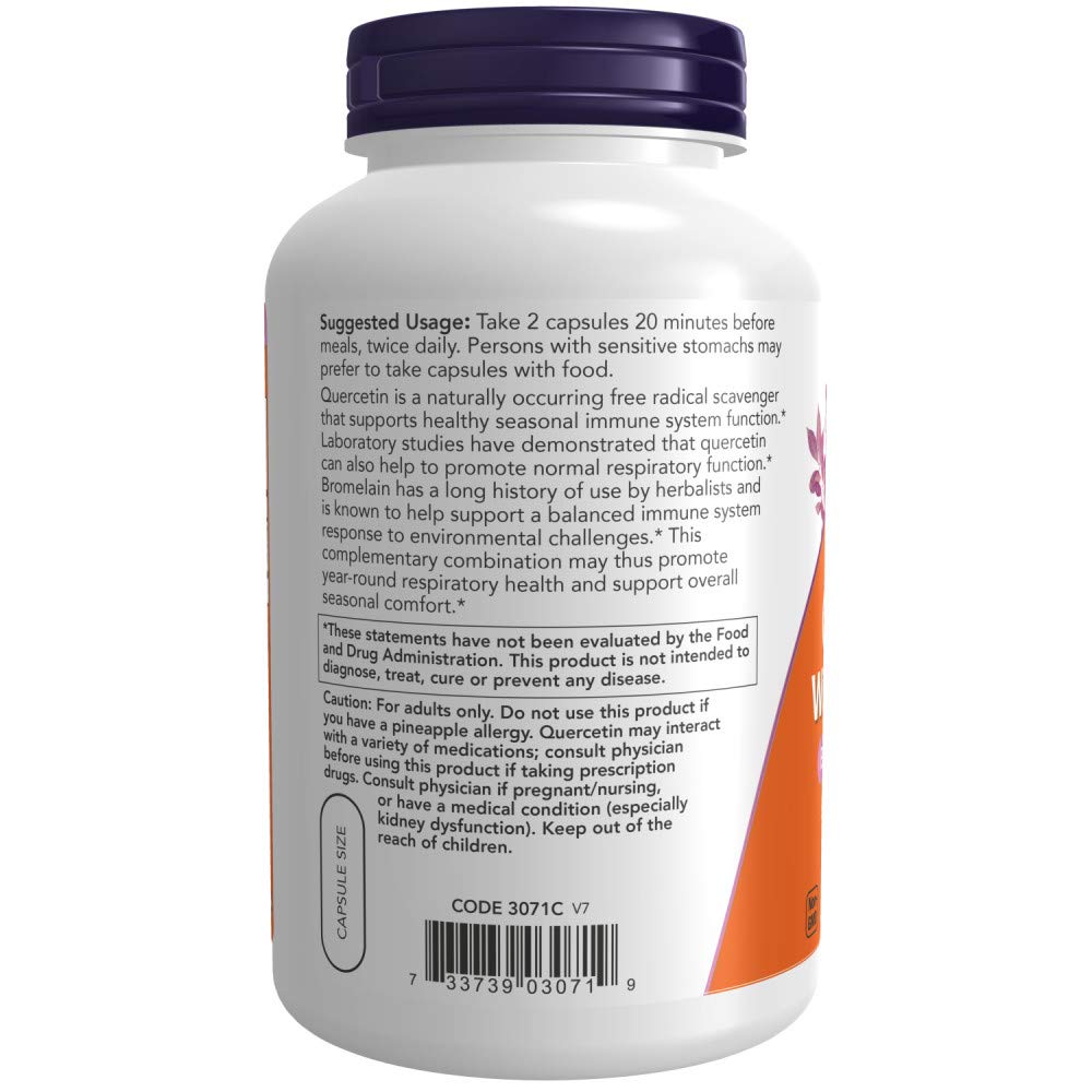 NOW Foods Quercétine Bromélaïne – capsules végétales faciles à ingérer au quotidien