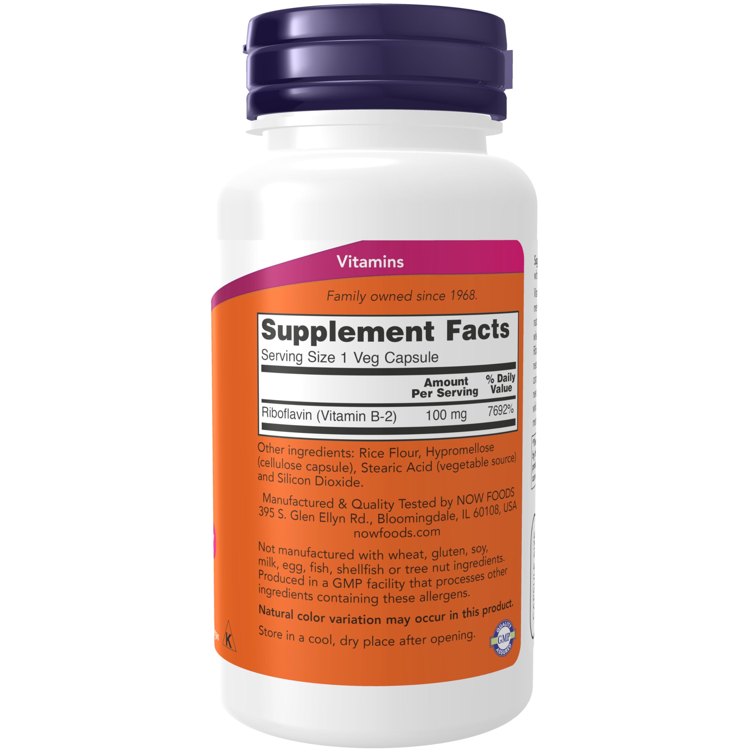 NOW Foods Riboflavine 100 mg gélules pour une routine quotidienne d'énergie et de vitalité