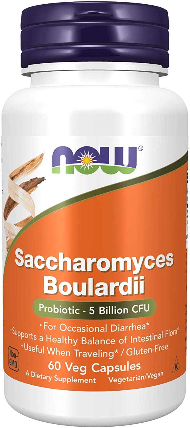 NOW Foods Saccharomyces boulardii capsules à prise pratique.