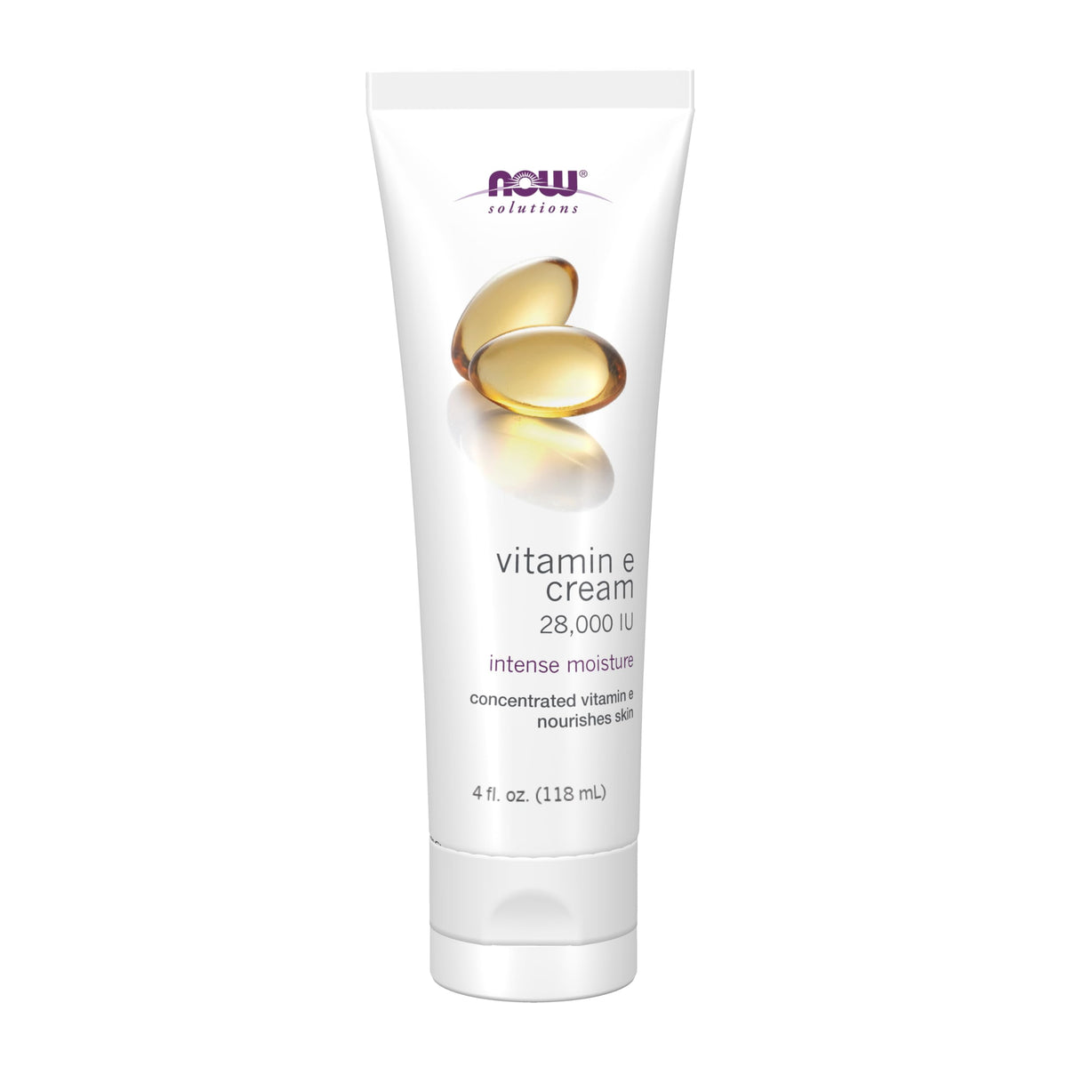 NOW Foods Solutions Crème Vitamine E 28 000 UI, pot; hydratation profonde.