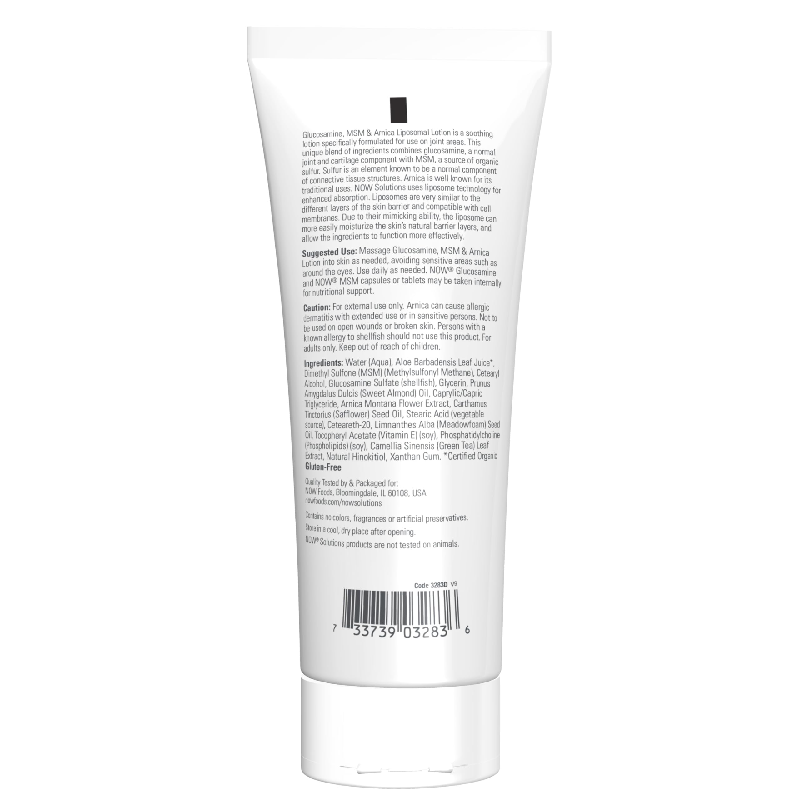 NOW Foods Solutions liposome lotion articulations MSM, usage quotidien pour le confort des zones articulaires