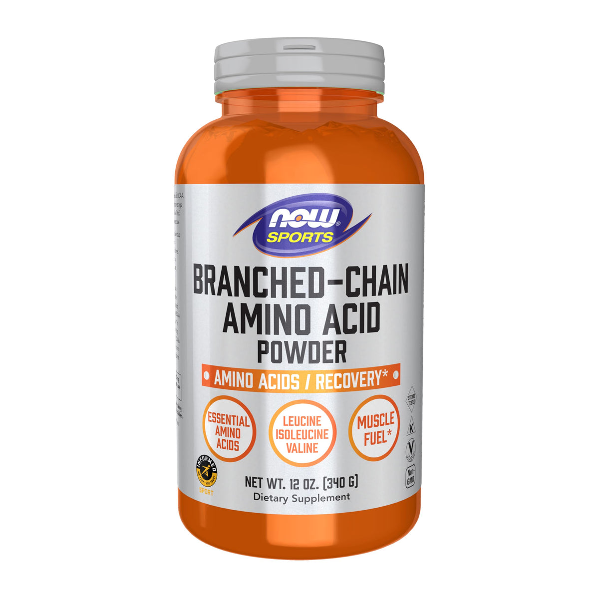 NOW Foods BCAA poudre – bouteille prête à mélanger, soutien potentiel à la récupération après l'effort.