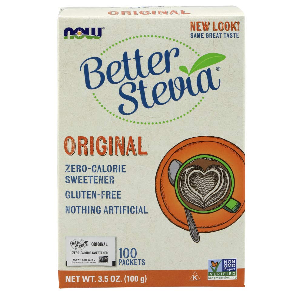NOW Foods Stevia TwinPack — boîtes contenant 200 paquets, sans calories.