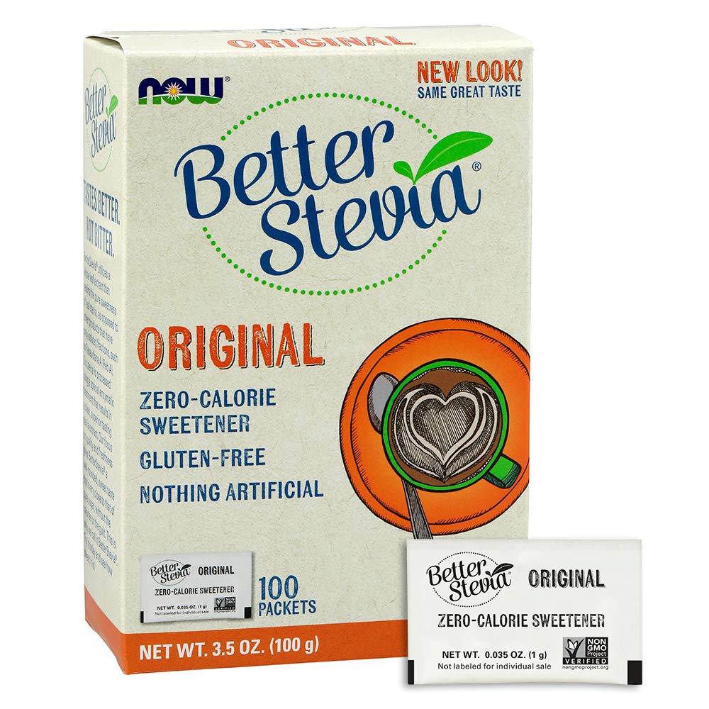 NOW Foods Stevia TwinPack — emballage recyclable et respectueux de l’environnement.
