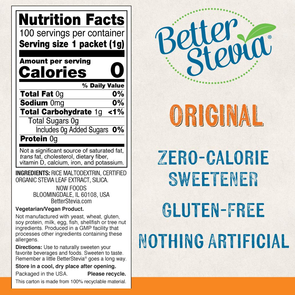 NOW Foods Stevia TwinPack — paquets individuels faciles à emporter.