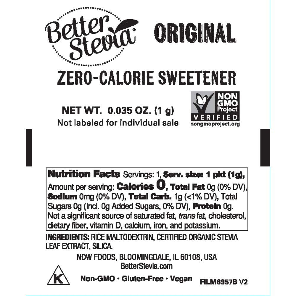 NOW Foods Stevia TwinPack — verse dans un verre pour sucrer.
