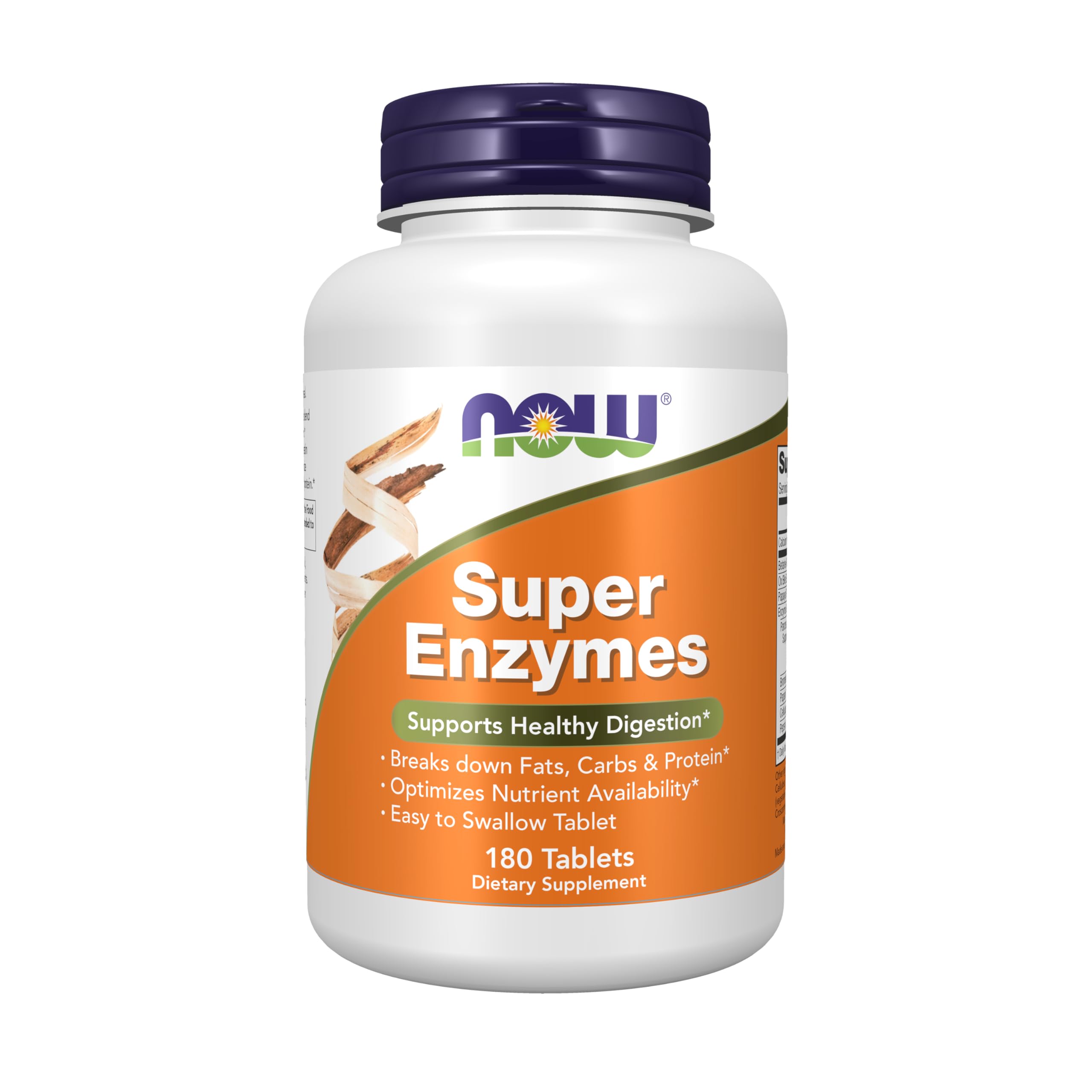 NOW Foods Super Enzymes — bouteille et comprimés faciles à prendre pour la digestion