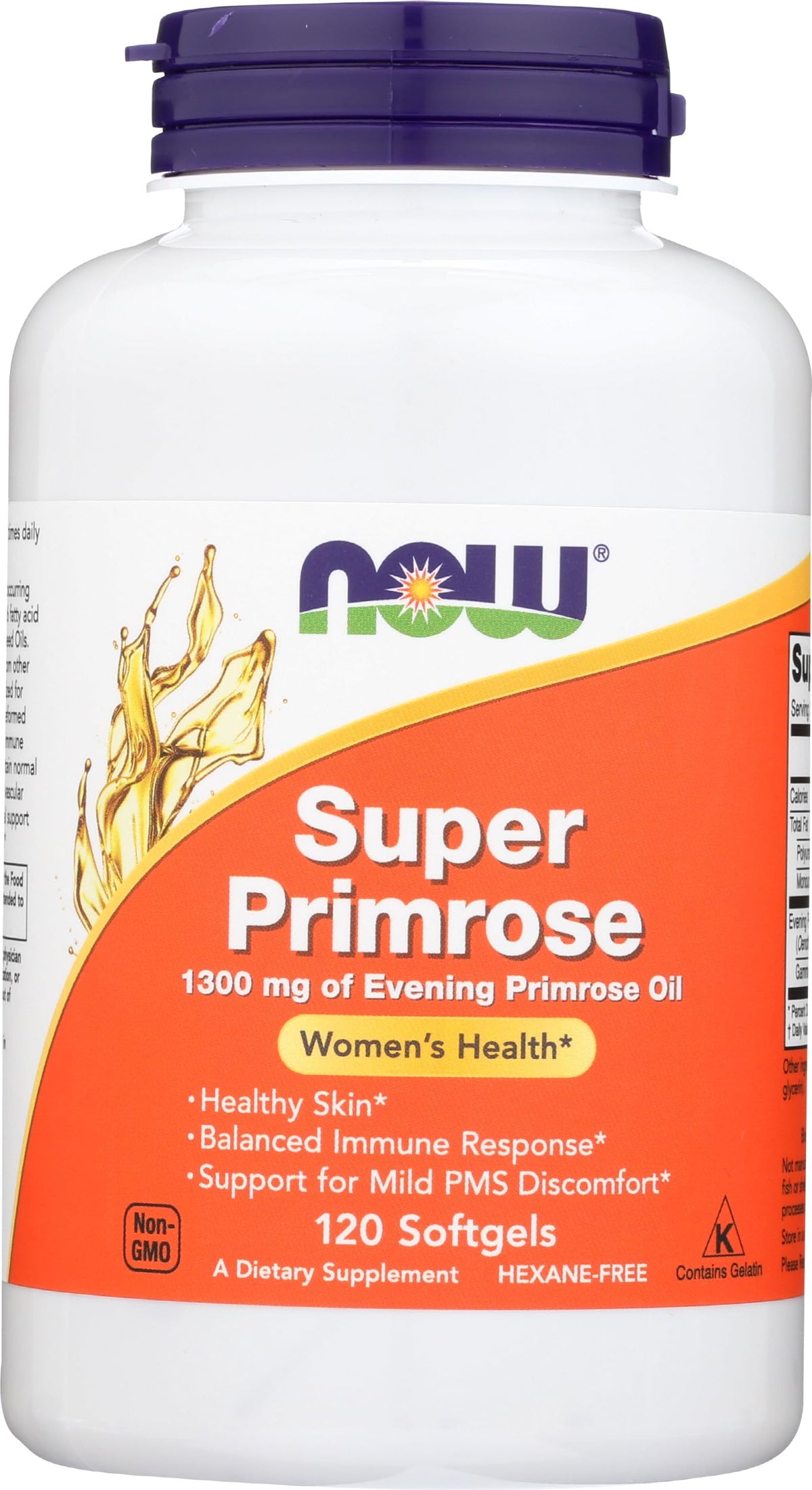 NOW Foods Super Primrose - bouteille-pilules: soutien potentiel pour la peau et le système vasculaire.