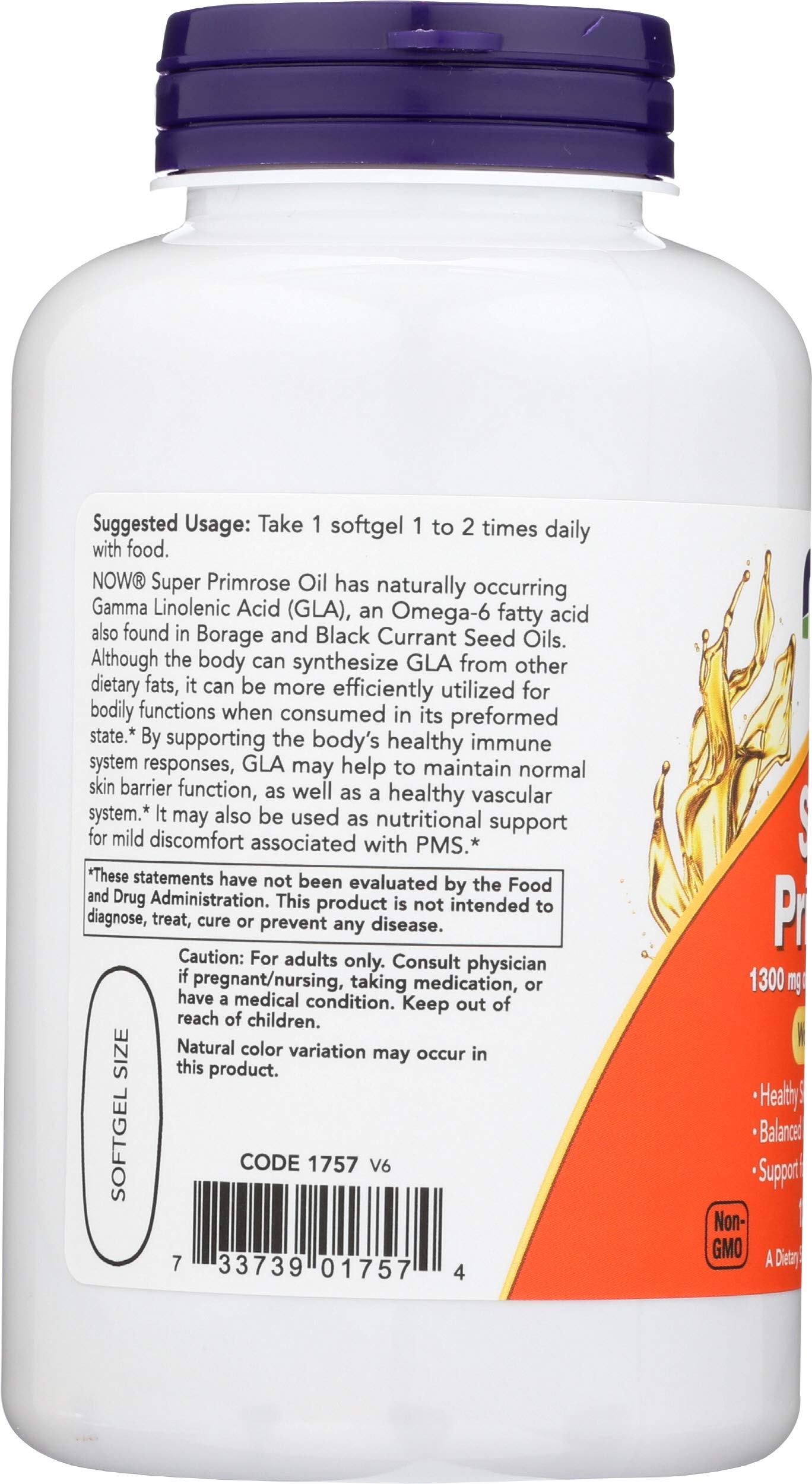 NOW Foods Super Primrose - gros-plan-capules: capsules faciles à avaler et nettes.