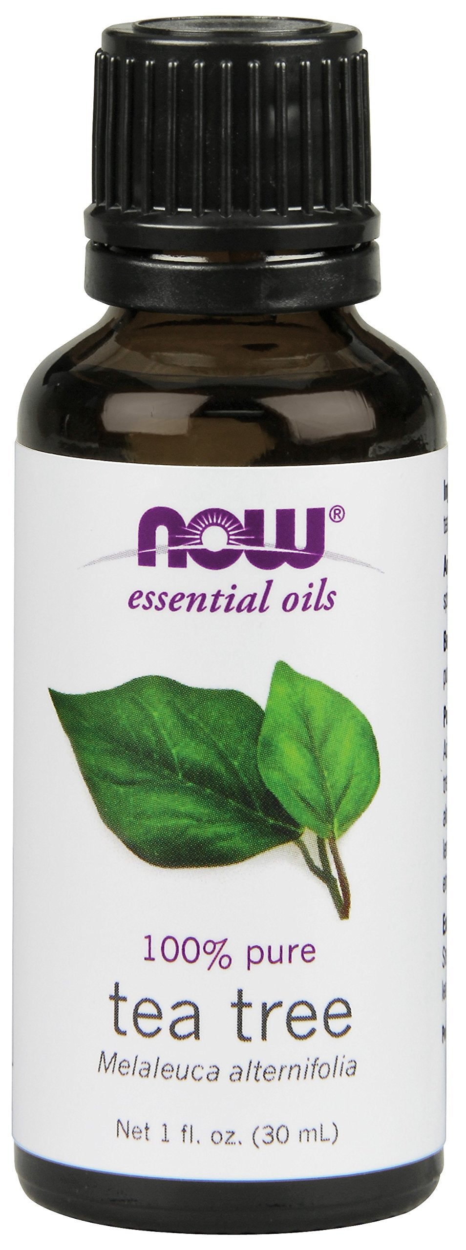 NOW Foods Tea Tree Oil, bouteille 1 oz, huile essentielle polyvalente pour purification et arôme apaisant.