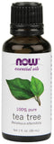 NOW Foods Tea Tree Oil, bouteille 1 oz, huile essentielle polyvalente pour purification et arôme apaisant.