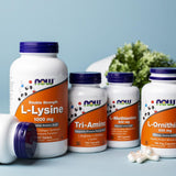 NOW Foods Tri-Amino étiquette recto: branding fiable pour achat en toute confiance.