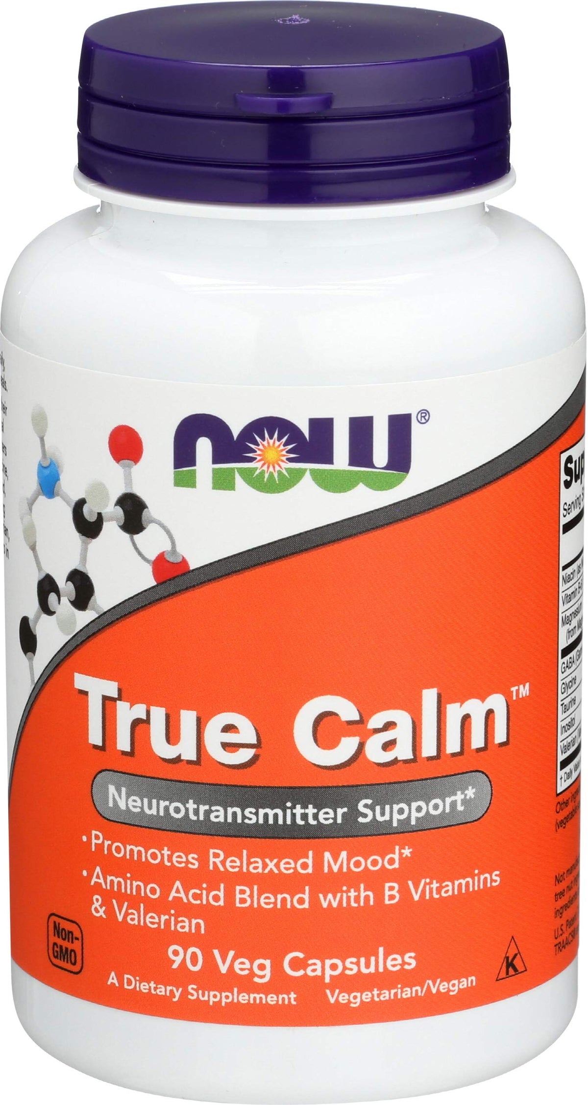 NOW Foods True Calm: bouteille de gélules, soutien potentiel au calme.