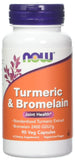 NOW Foods Turmeric Bromelain, bouteille de 90 capsules, usage quotidien pratique.