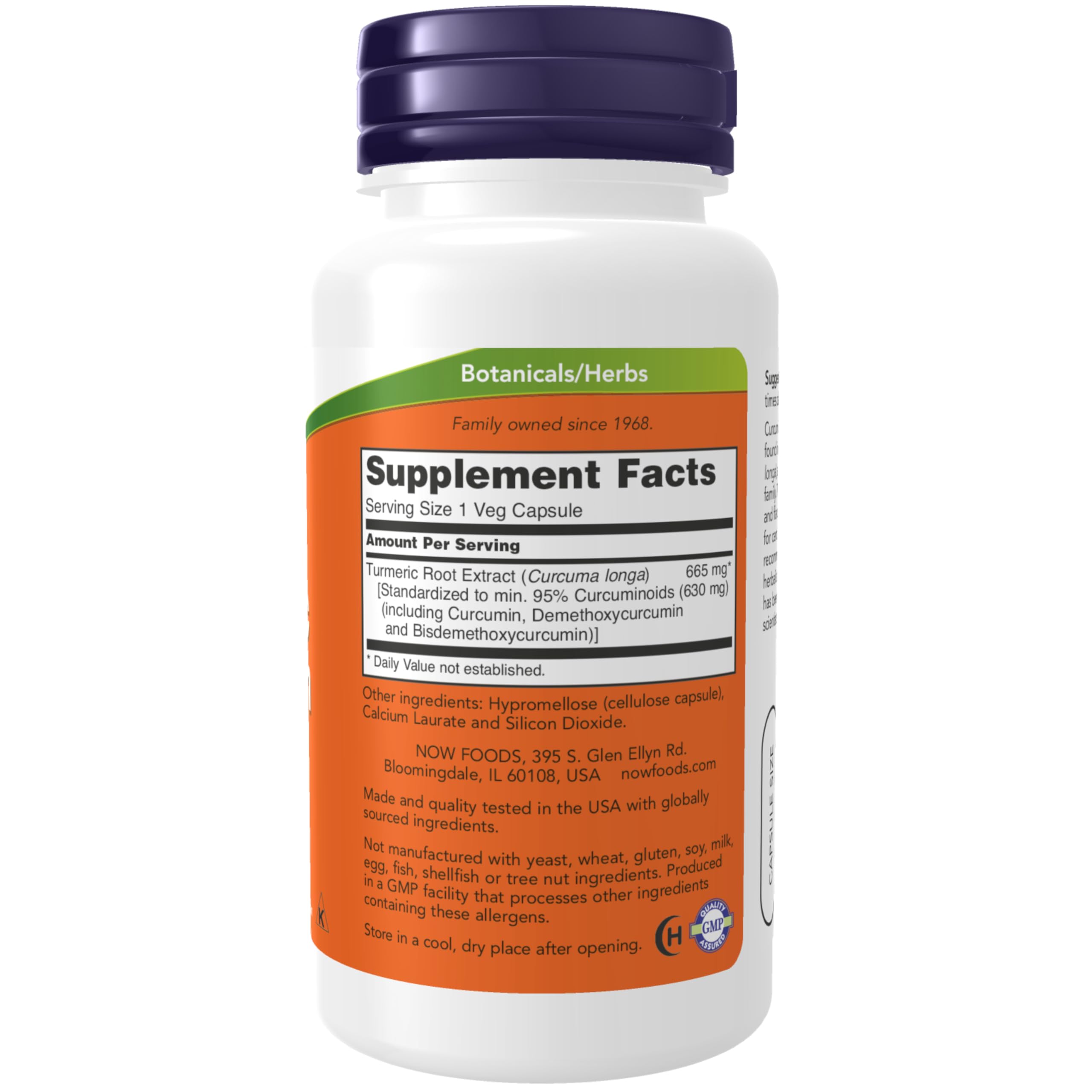 NOW Foods Turmeric Curcumin boîte gelules végétales – format pratique pour le quotidien.