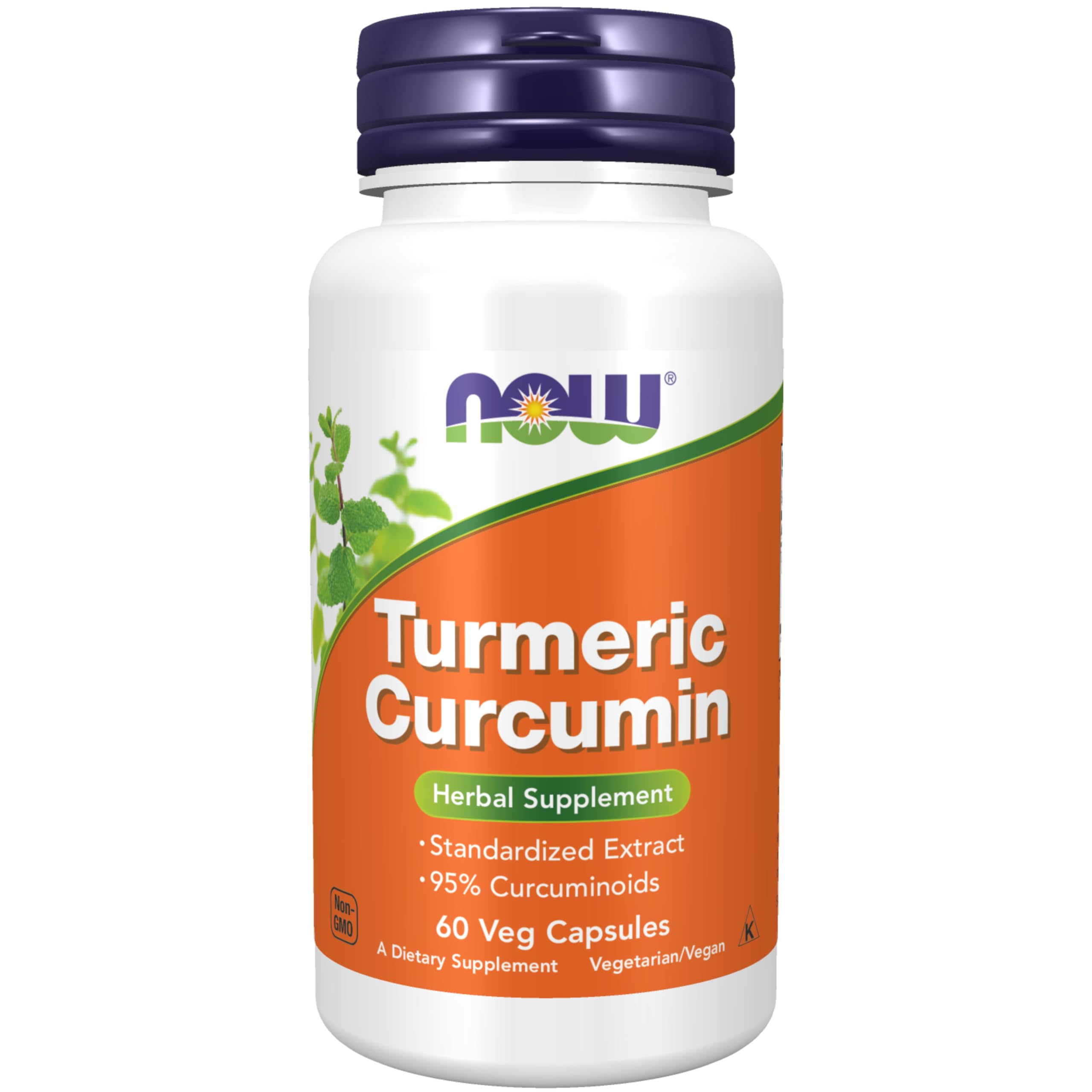 NOW Foods Turmeric Curcumin flacon gelules vegetales – soutien potentiel au bien-être quotidien.