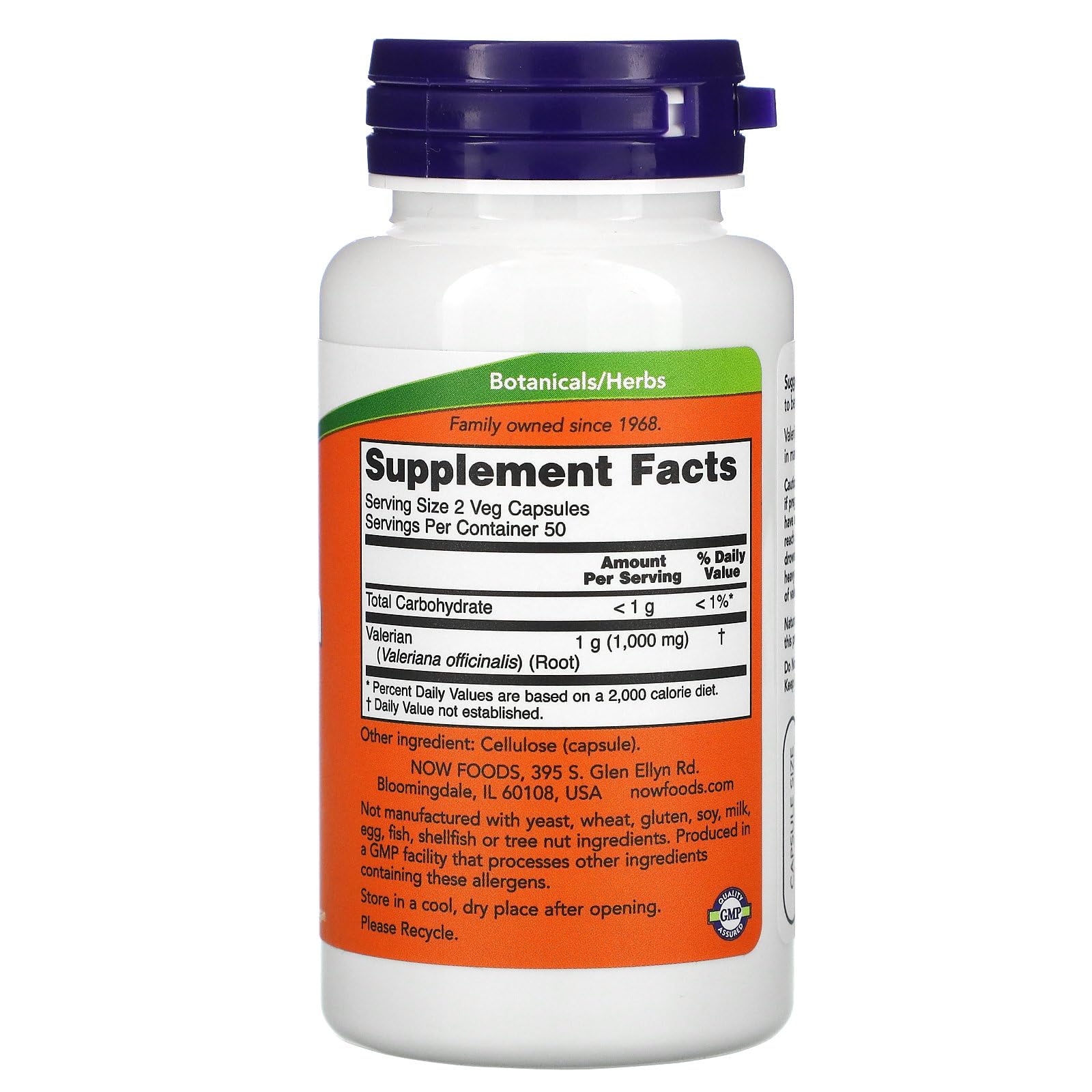 NOW Foods Valériane – capsules 100, format pratique à prendre.