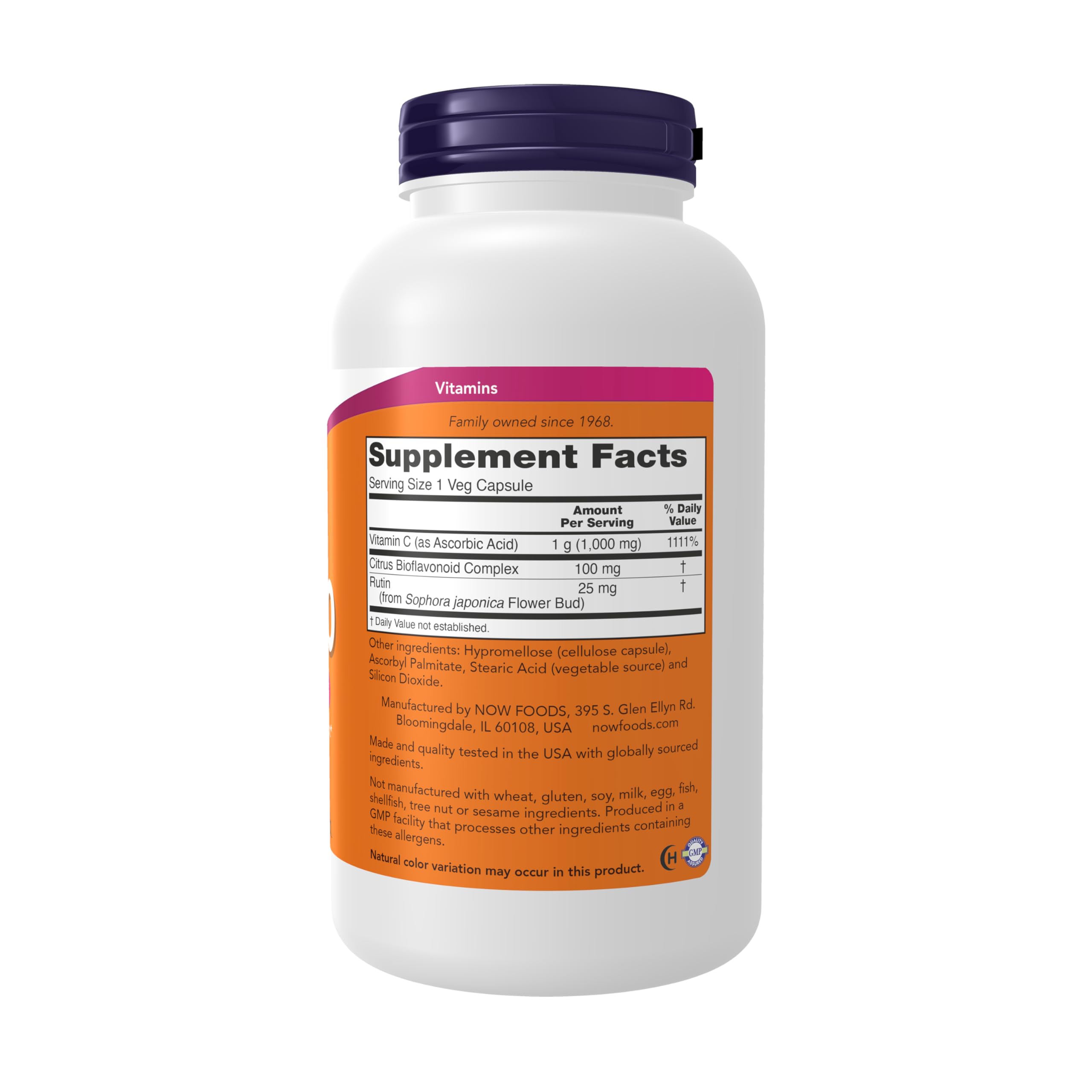 NOW Foods Vitamine C-1000 Bioflavonoïdes – gélules véganes faciles à avaler.