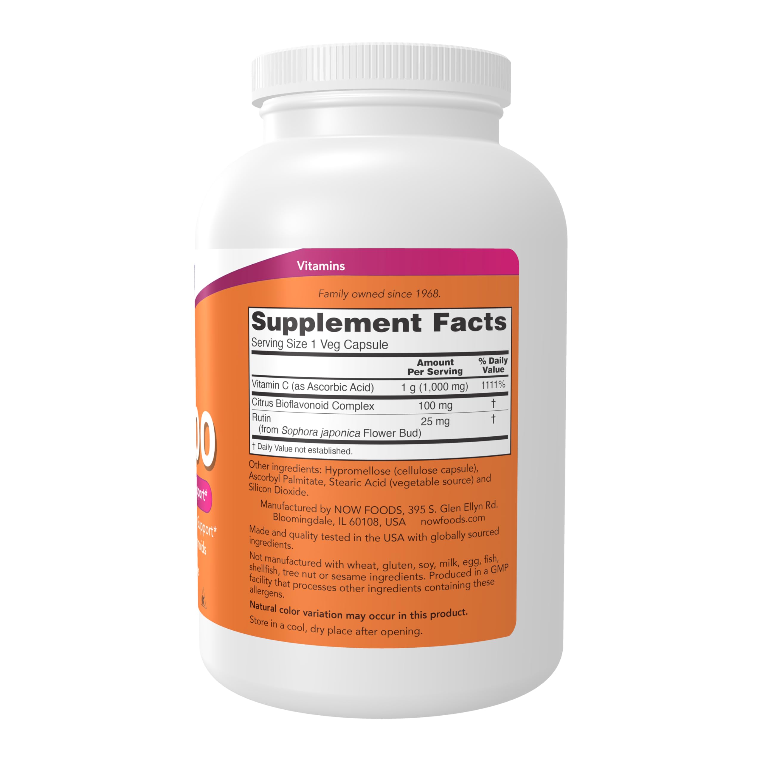 NOW Foods Vitamine C 1000 avec bioflavonoïdes pour une protection-antioxydante potentielle.