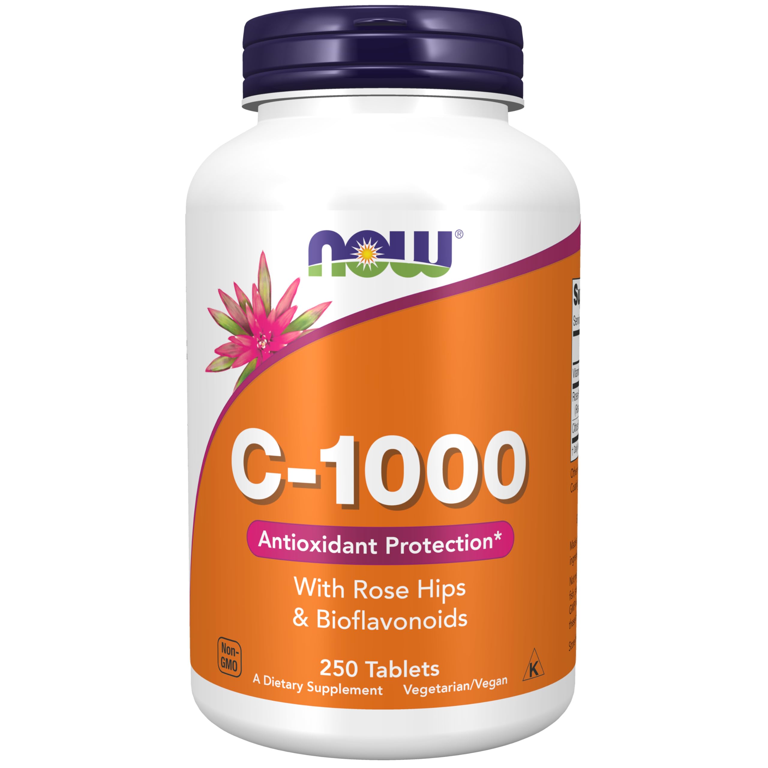 NOW Foods Vitamin C-1000 comprimés, bouteille visible, rôle dans le système immunitaire