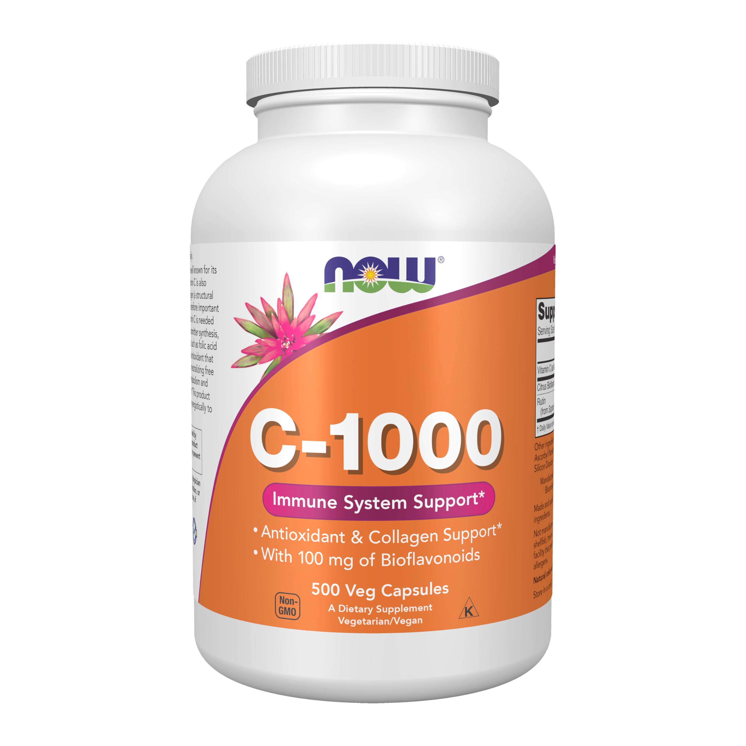 NOW Foods Vitamine C 1000, capsules-vegan prêtes à l'emploi pour une prise quotidienne.