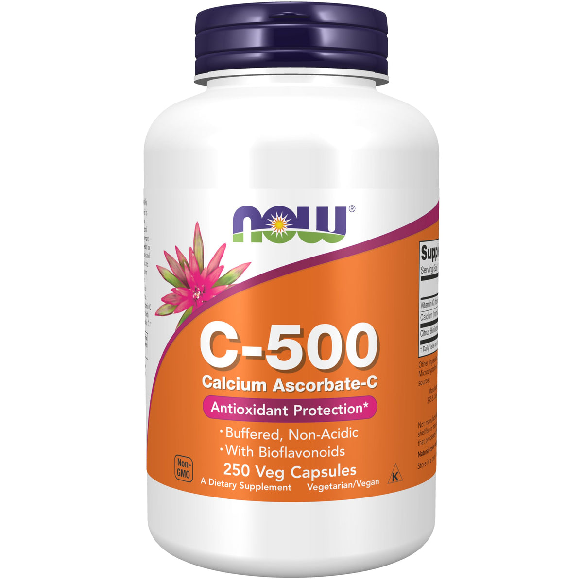 NOW Foods Vitamine C-500 Calcium Ascorbate, capsules végétales, usage quotidien