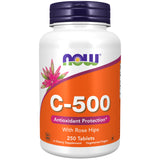 NOW Foods vitamine C-500 avec cynorhodons, bouteille prête à l’usage quotidien.