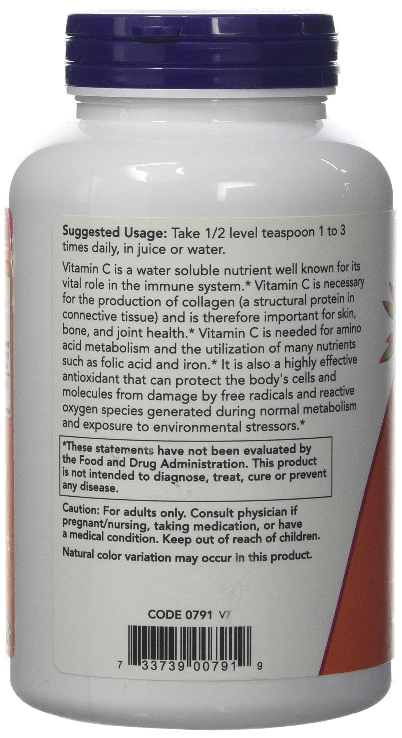 NOW Foods Vitamine C Cristaux — qualité pharmaceutique pour une utilisation sûre.