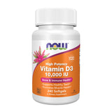 NOW Foods Vitamine D-3 10 000 UI gélules sur bouteille, complément quotidien utile