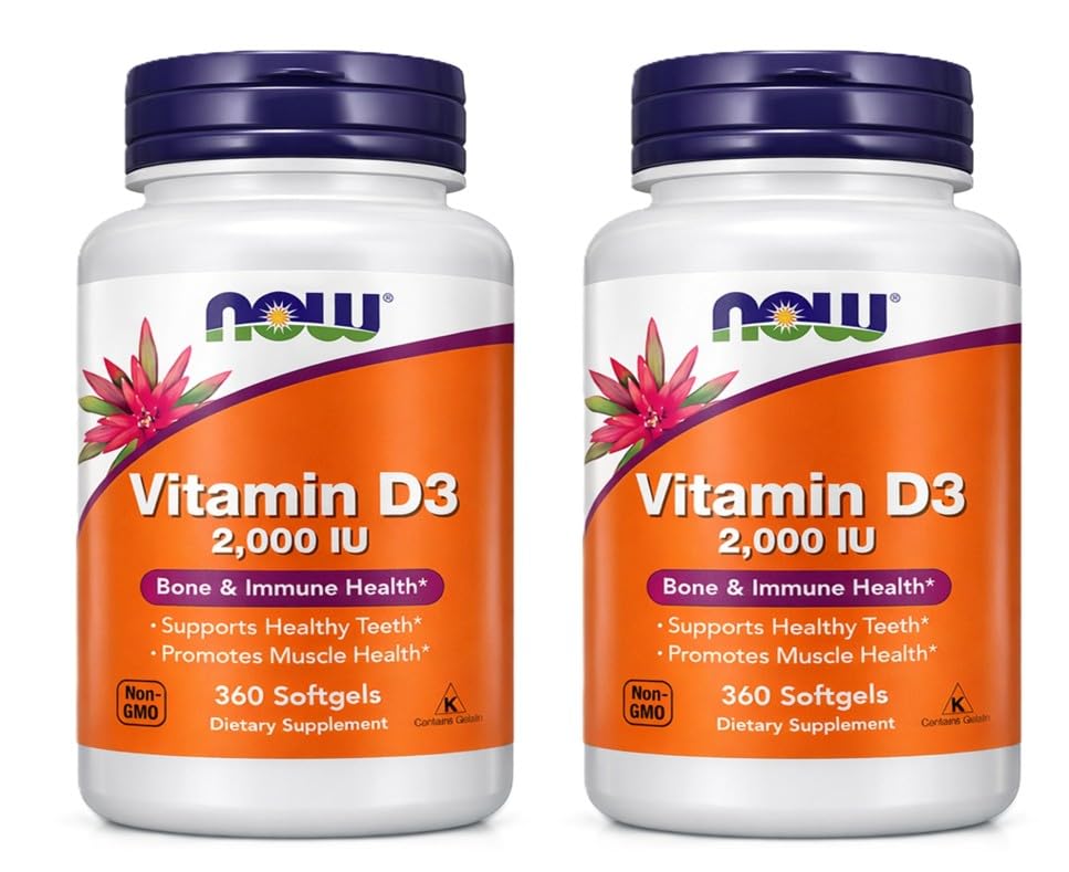 NOW Foods Vitamine D-3 2000 UI, bouteille, soutien quotidien des os