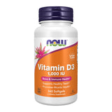 NOW Foods Vitamin D-3: bouteille-gelules-molles avec absorption élevée.