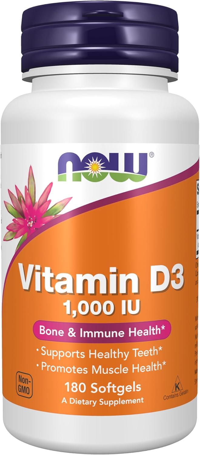 NOW Foods Vitamine D-3 haute puissance - bouteille et gélules, soutien osseux potentiel
