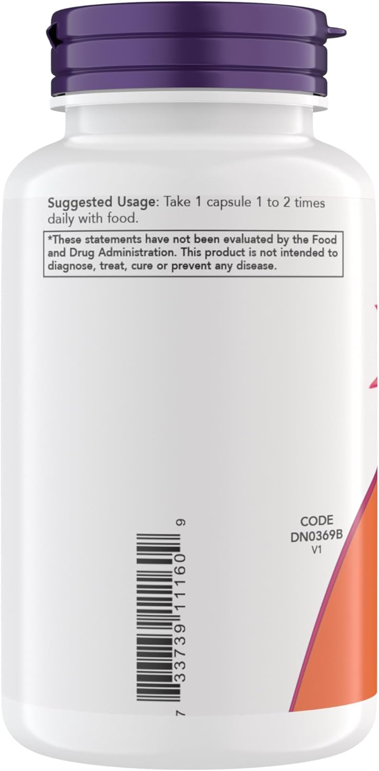 Now Foods Vitamine D3 K2 — etiquette montrant la composition et les apports calciques.