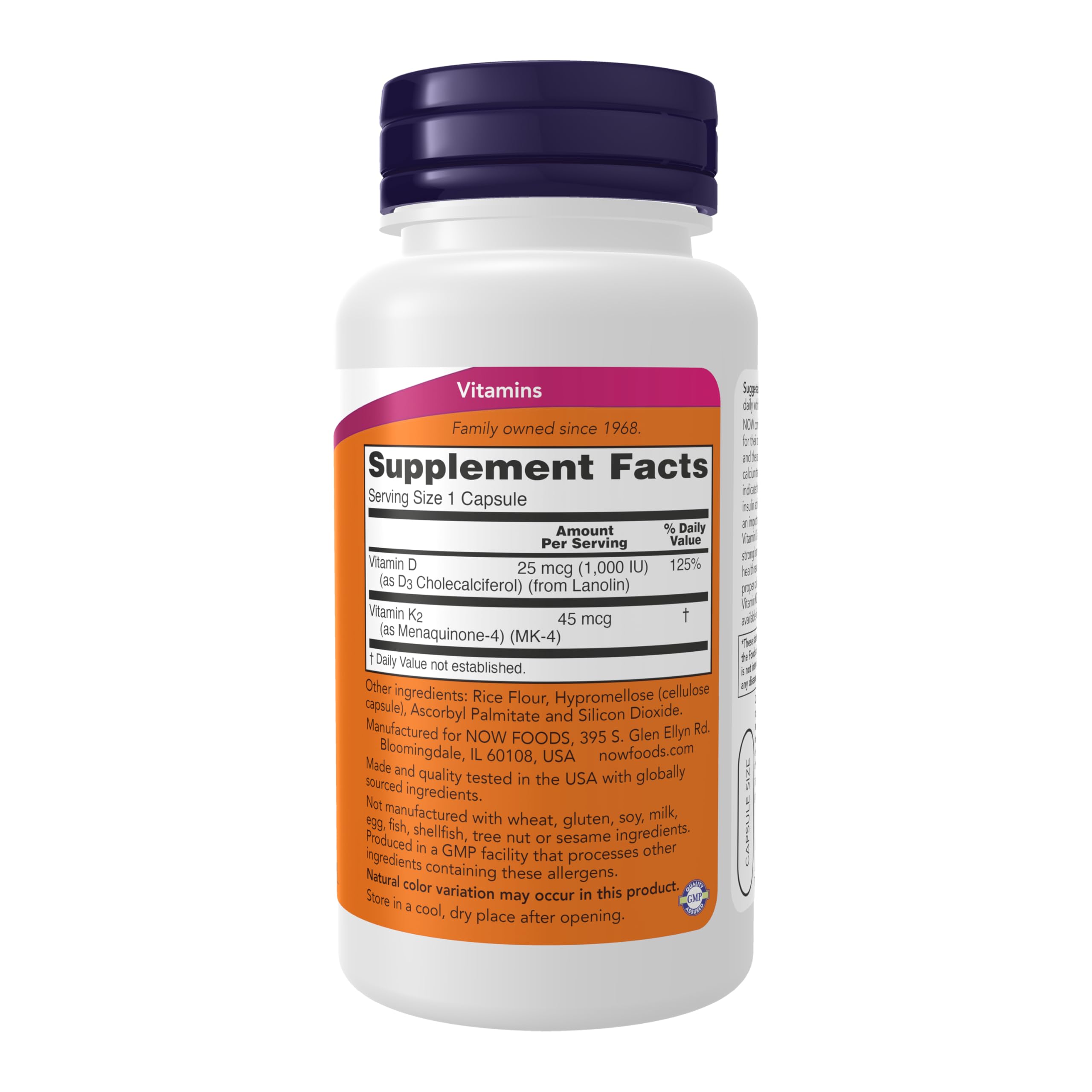 NOW Foods Vitamine D3 et K2 – pack double, deux boîtes pratiques pour rester approvisionné.
