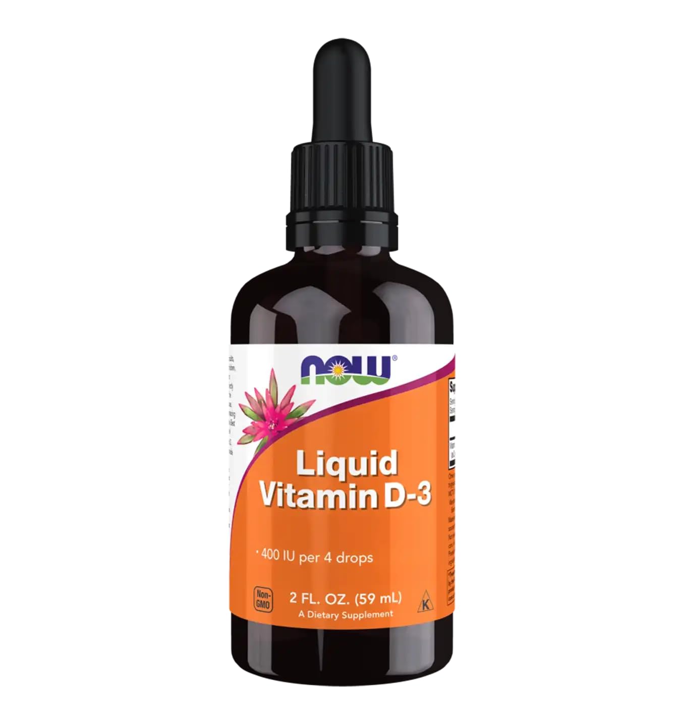 NOW Foods Vitamine D-3 liquide: bouteille avec goutteur pour dosage précis