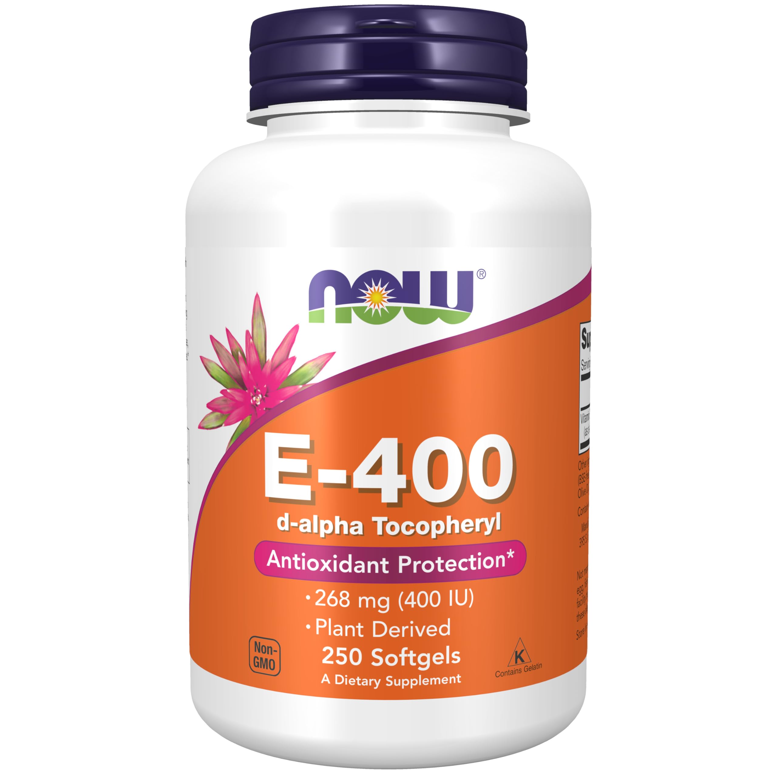 NOW Foods Vitamine E 400 UI, bouteille-gélules-molles, antioxydant potentiel au quotidien.
