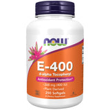 NOW Foods Vitamine E 400 UI, bouteille-gélules-molles, antioxydant potentiel au quotidien.