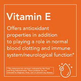 Emballage américain NOW Foods Vitamine E 400 UI, fabriqué aux États-Unis.
